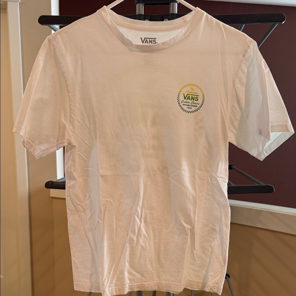 Vans White Tee with Green and Yellow Logo